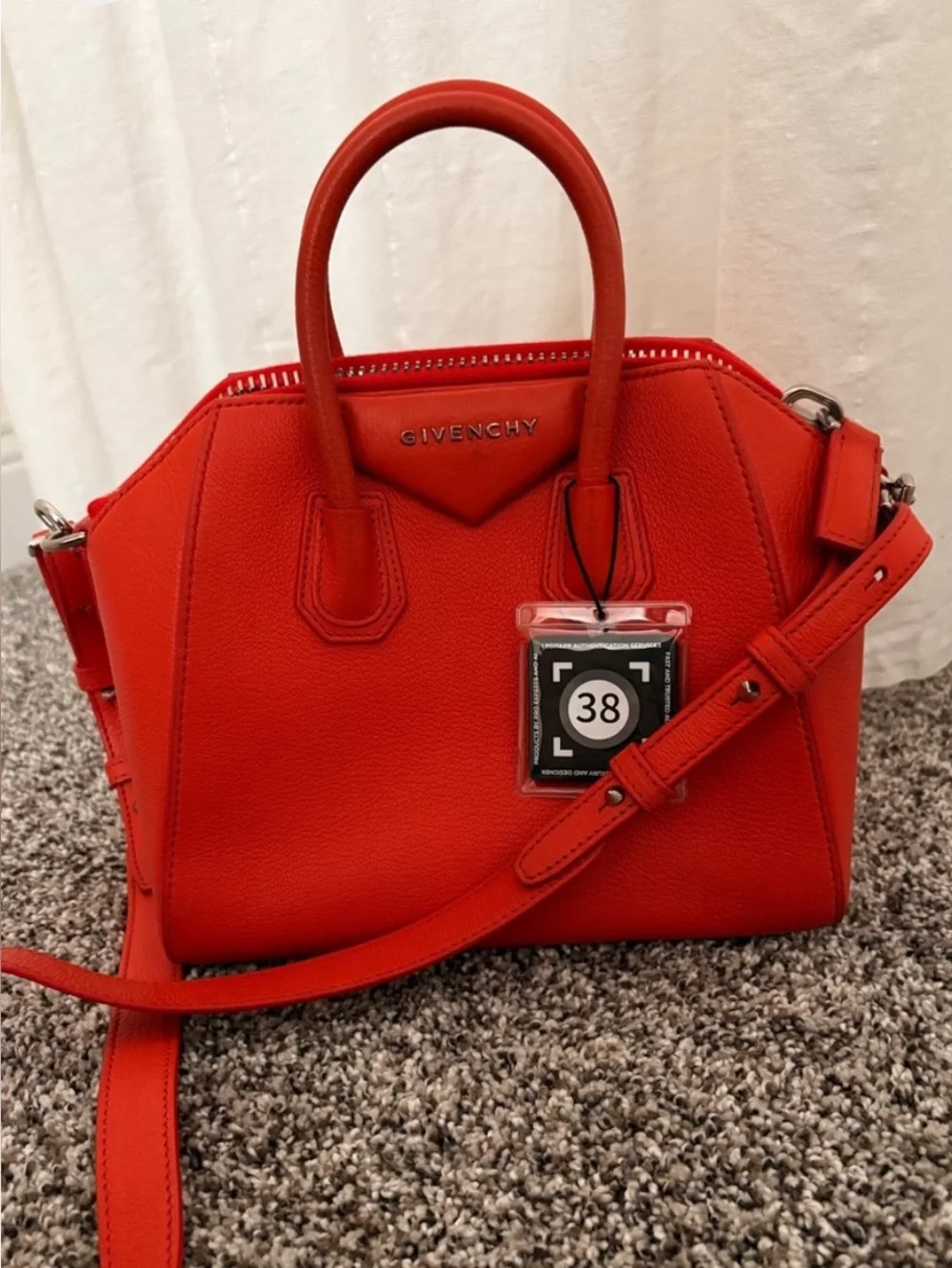 Givenchy Red Antigona-Style Satchel with Shoulder Strap